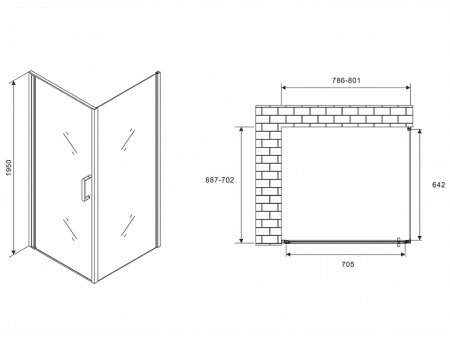 Душевой уголок Abber Sonnenstrand 80х70 AG04080M-S70M профиль Хром стекло матовое 