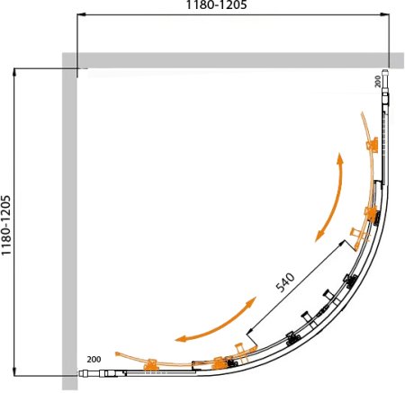 Душевой уголок Cezares Molveno R 22 100+20 C Cr IV 