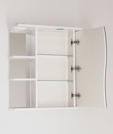 Зеркальный шкаф Style Line Эко Волна 60 С с подсветкой Белый глянец 