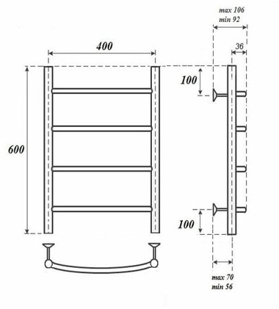 Электрический полотенцесушитель Point Афина PN04146E П4 400x600 левый/правый Хром 