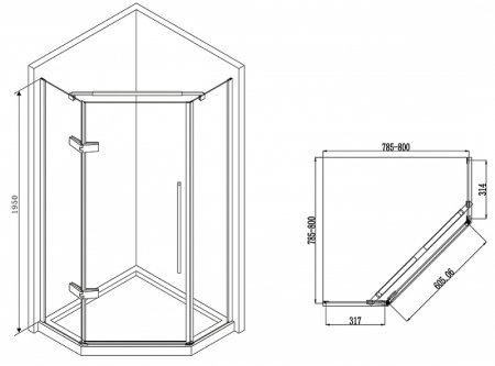 Душевой уголок Abber Ewiges Wasser 80x80 AG05080M профиль Хром стекло матовое 