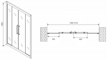 Душевая дверь Abber Schwarzer Diamant 150 AG33150H профиль Хром стекло прозрачное 