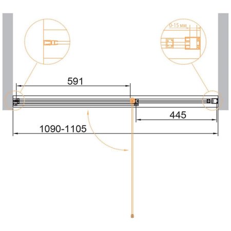 Душевая дверь в нишу Cezares URBAN-B-12-110-C-NERO с черным профилем 