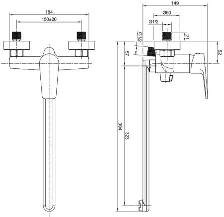 Смеситель для ванны Olive's Tieso 26221TS универсальный Хром 