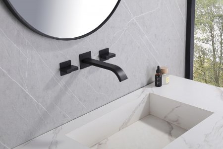 Смеситель для раковины Abber Wasserfall AF8612B Черный матовый 