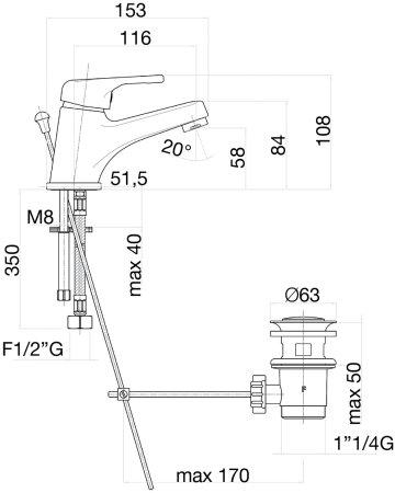 Смеситель для раковины Fiore MISTRAL 42CR2710, хром 