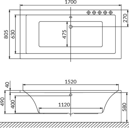 Акриловая ванна Excellent Pryzmat Lux WAEX.PRL17.NANO 170x80 