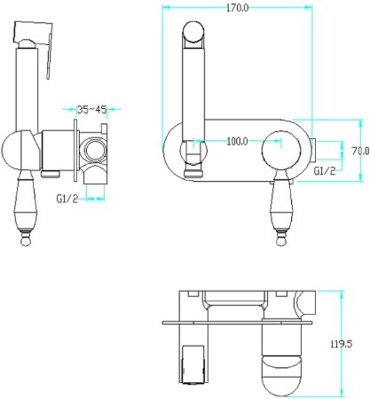 Гигиенический душ со смесителем Boheme Brillante 426-BSW Хром 