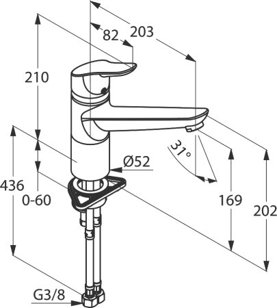 Смеситель Kludi Objekta DN 15 для раковины 