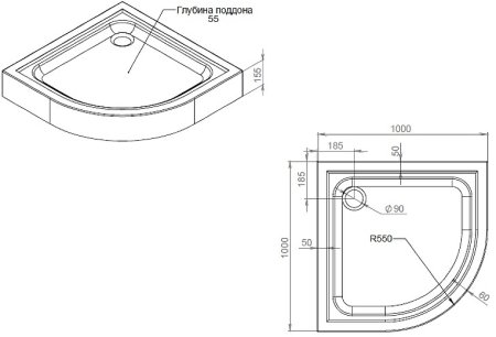 Акриловый поддон для душа AM.PM Gem W90T-401-100W с сифоном Белый 