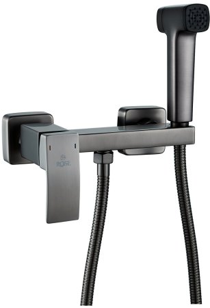 Гигиенический душ со смесителем Rose R1505T-1, оружейная сталь 