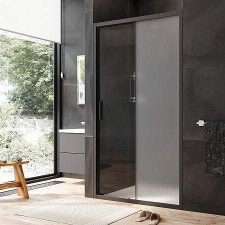 Душевая дверь AM.PM Gem Solo 110 W90G-110-1-195BM профиль Черный матовый стекло матовое-прозрачное 