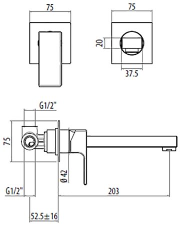 Смеситель для раковины Gattoni Kubik 2537/25C0 Хром 