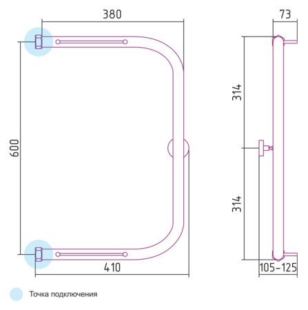 Полотенцесушитель водяной Сунержа П-образный 60x40 с 2 полками 