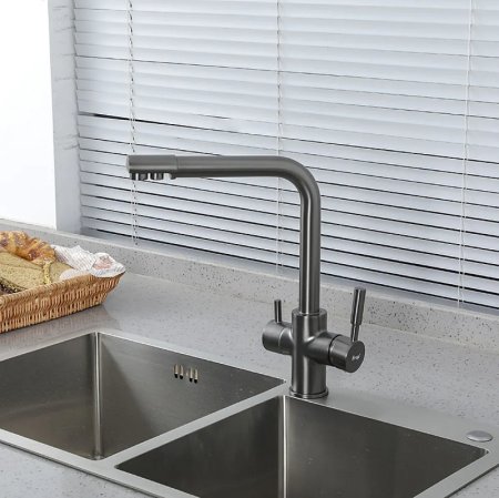 Смеситель для кухни Frap H52 F4352-9 Оружейная сталь 