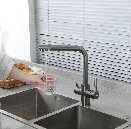 Смеситель для кухни Frap H52 F4352-9 Оружейная сталь 