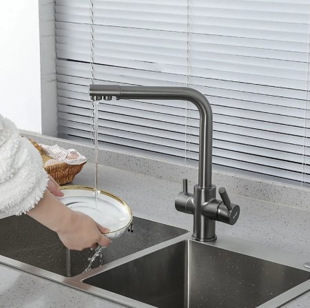 Смеситель для кухни Frap H52 F4352-9 Оружейная сталь 