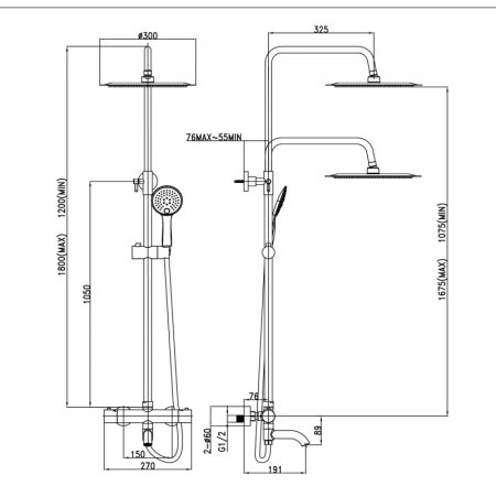 Душевая система Denberg LT-302 с термостатом Хром 