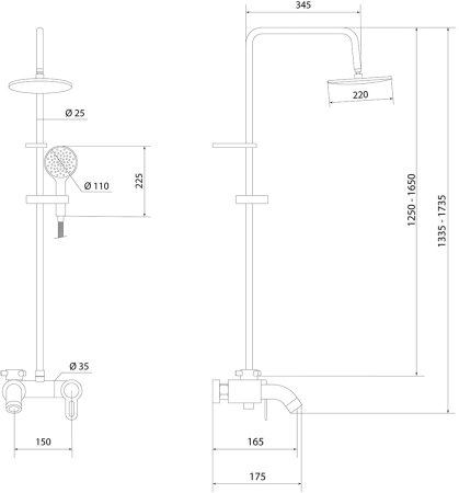 Душевая система Славен с изливом Город Т (СЛ-ОД-Т60) 