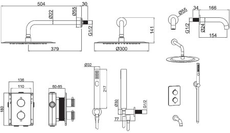 Душевая система Allen Brau Priority 5.31014-BN с термостатом Никель брашированный 