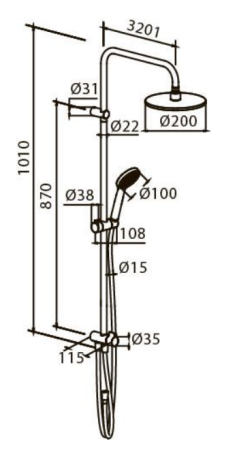 Душевая система Damixa Redblu Origin One 978100000 хром 