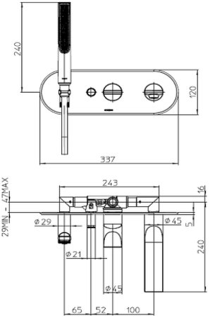 Смеситель для ванны Bossini Apice Z00555.030 Хром 