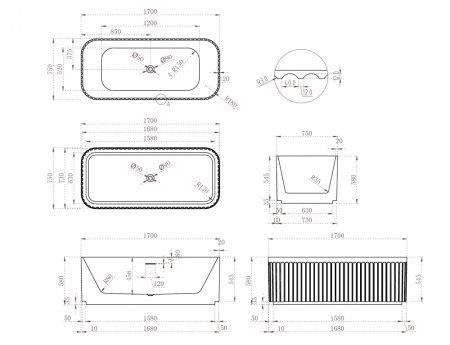 Акриловая ванна ABBER AB9411-1.7 белая 