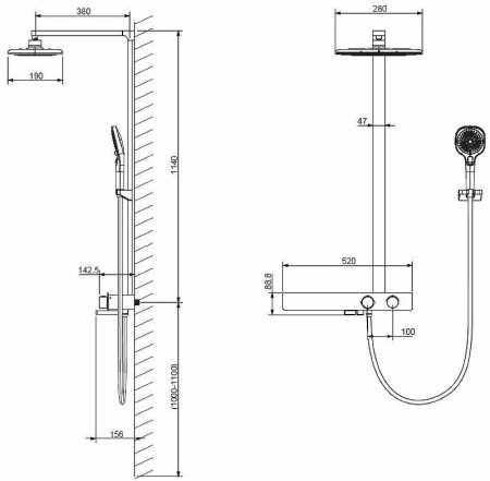 Душевая система Vincea Inspire VSFS-3I13TCH с термостатом Хром 