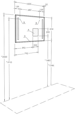 Зеркало Aquaton Отель 100 1A107402OT010 с подсветкой с функцией антипар 