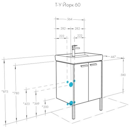 Тумба под раковину Aquaton Йорк 56 1A170201YOAY0 Белая Выбеленное дерево 