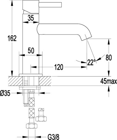 Смеситель Omnires Y 1210N для раковины, черный-золото 