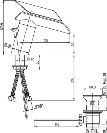 Смеситель для раковины Paini Morgana 73PW211VR Никель стекло 