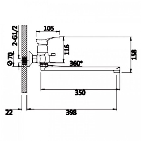 Cмеситель для ванны ViEiR V103541 Хром 