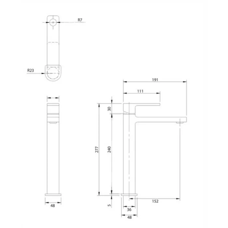 Смеситель для раковины настольной Omnires Baretti BA7812BL чёрный 