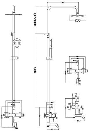 Душевая система Melana Tondo F610107B Черный 