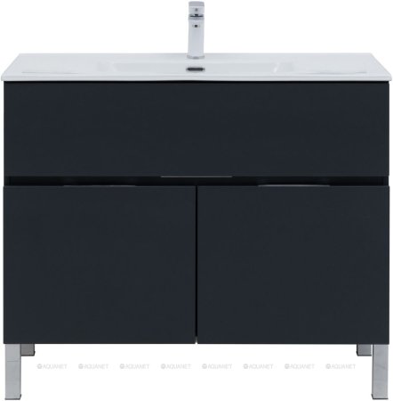 Тумба с раковиной Aquanet Алвита New 100 1 ящик, 2 дверцы, антрацит 