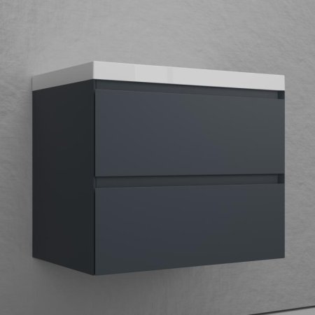 Тумба подвесная Style Line "Манхэттен 70" ЭМАЛЬ под ASTI 70 2 ящика PLUS графит 