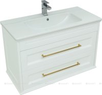 Тумба с раковиной Aquanet Бостон М 100 белый (ручки золото, раковина Эйфория 100)