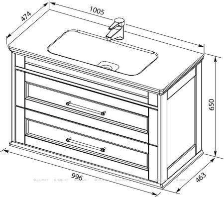 Тумба с раковиной Aquanet Бостон М 100 белый (ручки золото, раковина Эйфория 100) 
