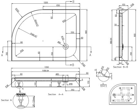 Акриловый поддон для душа Azario 120х90 P2912 L Белый 