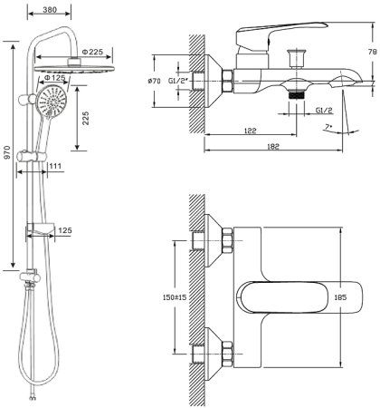 Душевая система Agger Glorious A1293500 Хром 