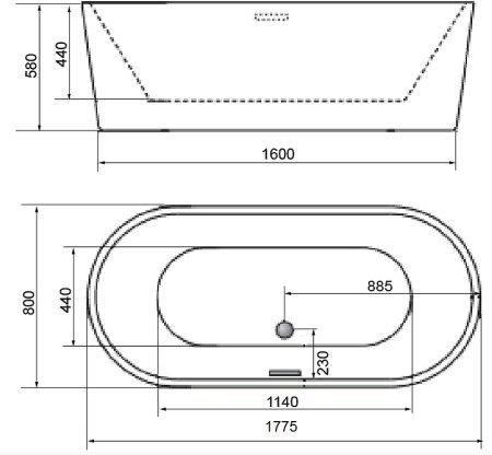 Акриловая ванна Azario Florence 177х80 AZ-М707 без гидромассажа 