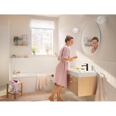 Смеситель Hansgrohe Rebris S 110 72517670 для раковины со сливным гарнитуром черный 