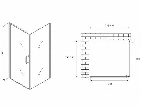 Душевой уголок Abber Sonnenstrand 80х75 AG04080M-S75M профиль Хром стекло матовое 