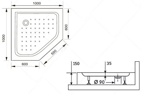 Поддон для душа RGW Lux TN-TR 100x100x15 