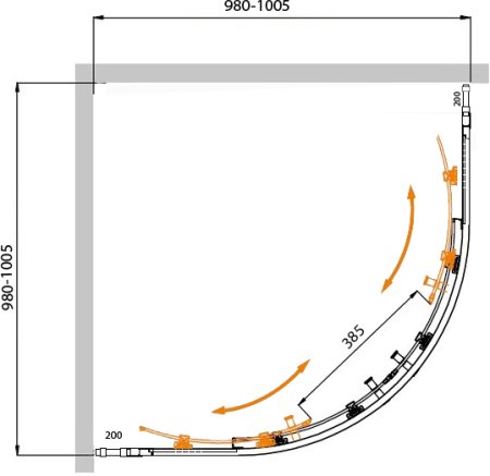 Душевой уголок Cezares Molveno R 22 80+20 C Cr IV 