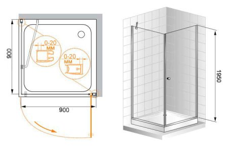 Душевой уголок Cezares Elena A1 90 C Cr 
