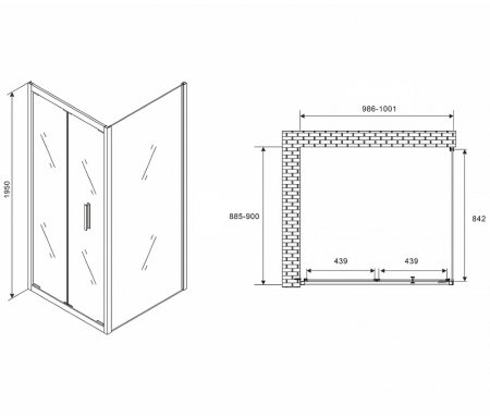 Душевой уголок Abber Sonnenstrand 100х90 AG07100B-S90B профиль Черный стекло прозрачное 