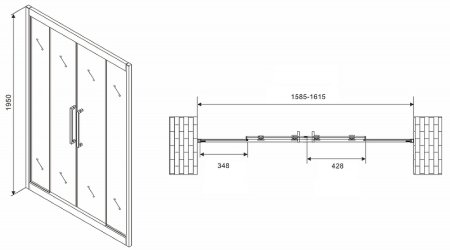 Душевая дверь Abber Schwarzer Diamant 160 AG33160H профиль Хром стекло прозрачное 
