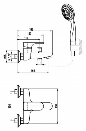 Смеситель Rav Slezak Yukon YU154.5/1 для ванны с душем 